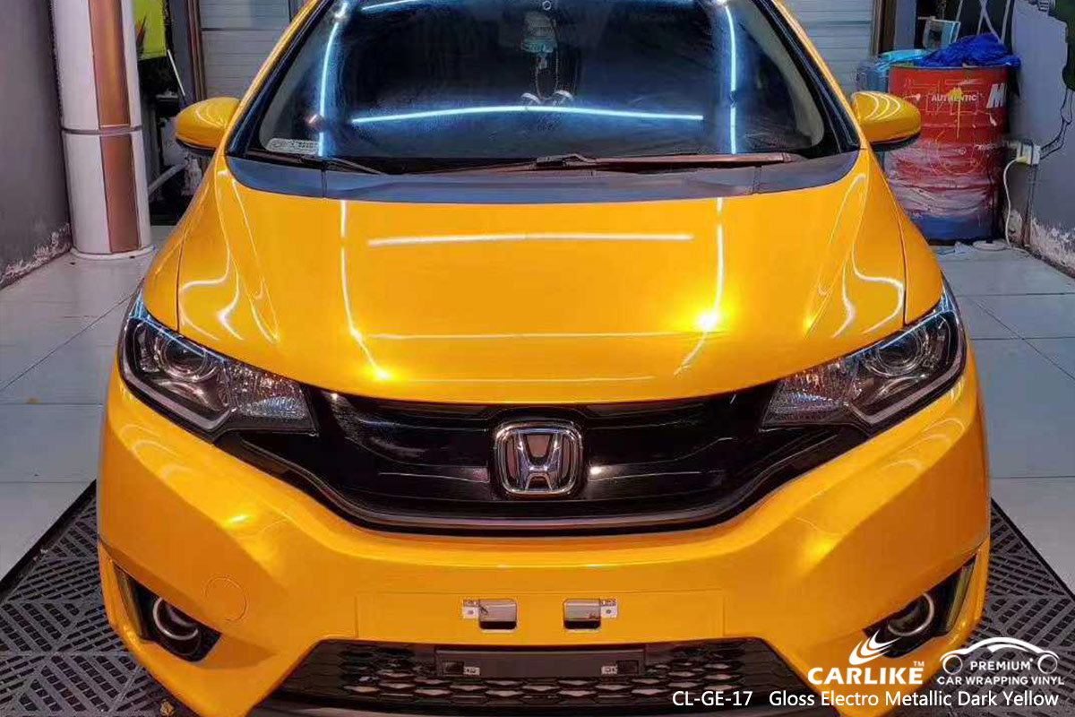CL-GE-17 gloss electro metallic dark yellow wrap car black matt for HONDA South Holland Netherlands