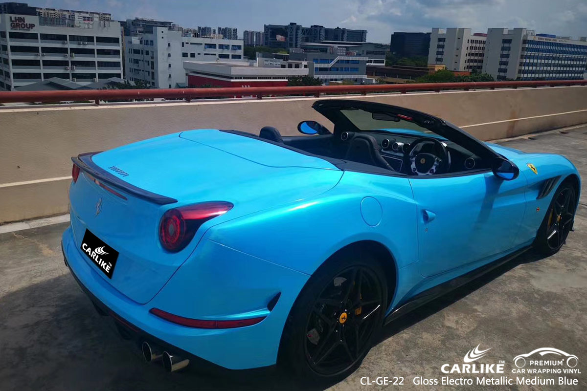 CLGE22 gloss electro metallic medium blue car vinyl material