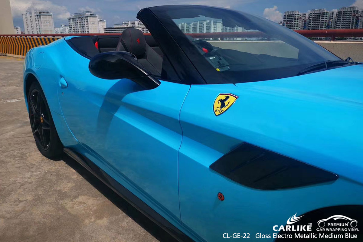 CLGE22 gloss electro metallic medium blue car vinyl material