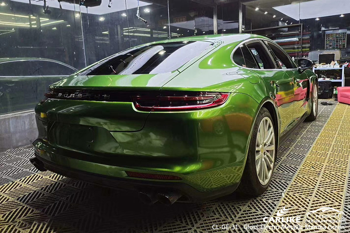 CL-GE-31 gloss electro metallic mamba green vinyl wrapping for PORSCHE Virginia United States