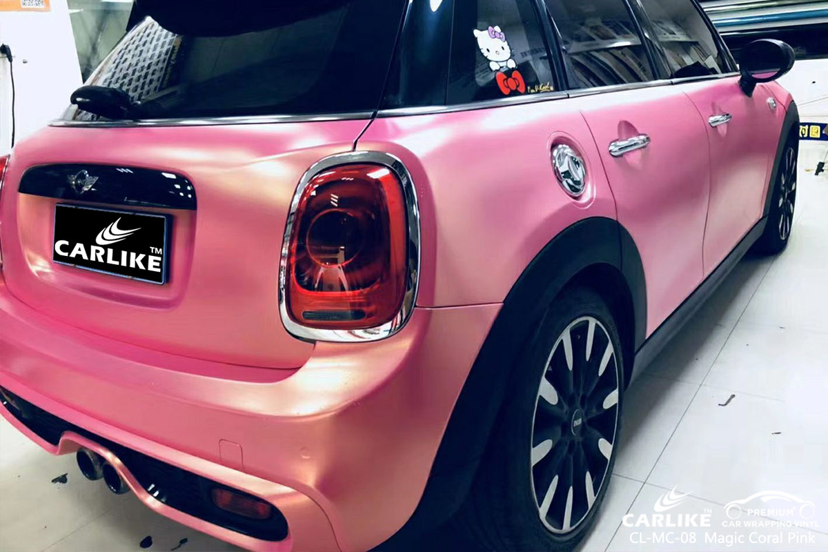 CL-MC-08 magic coral pink car wrapping foil for MINI Utrecht Netherlands