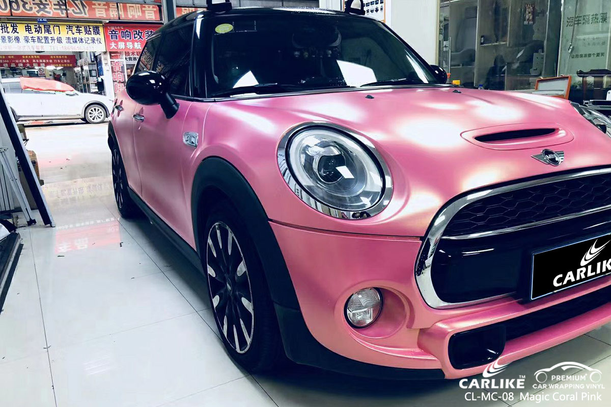 CL-MC-08 magic coral pink car wrapping foil for MINI Utrecht Netherlands