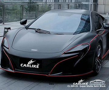 MCLAREN Gelderland Hollanda için arabalar için CL-MS-01 süper mat saten siyah koruyucu vinil