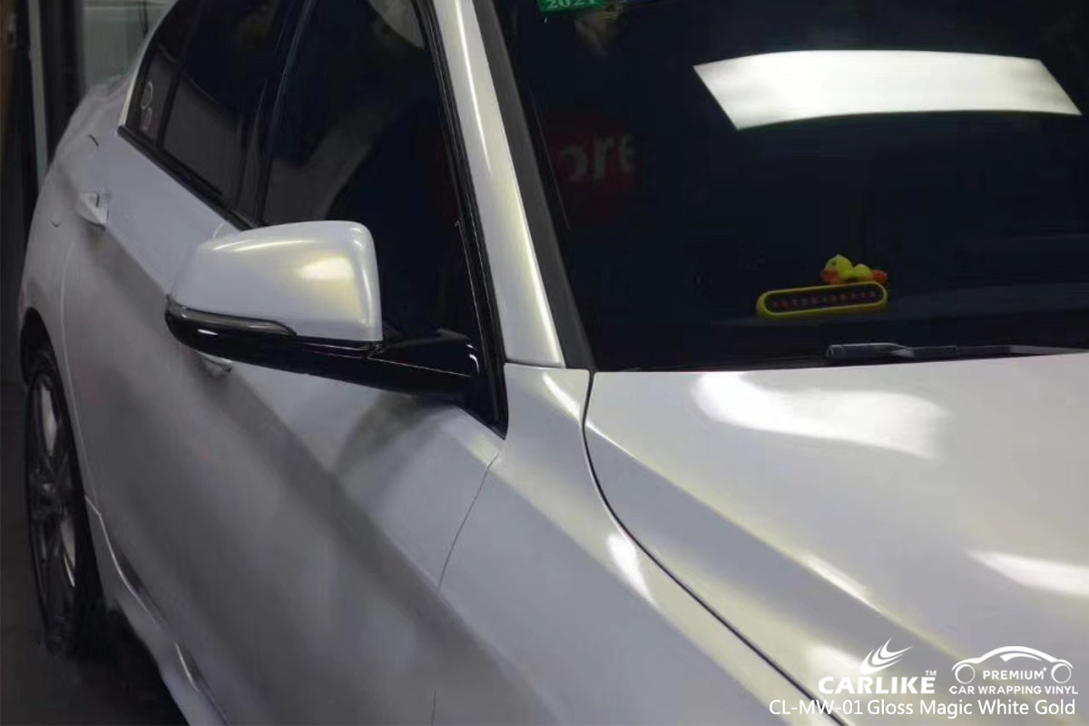 CL-MW-01 gloss magic white to gold car wrap vinyl matte for BMW Kuala Lumpur Malaysia