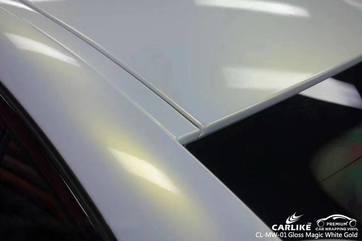 CL-MW-01 gloss magic white to gold car wrap vinyl matte for BMW Kuala Lumpur Malaysia