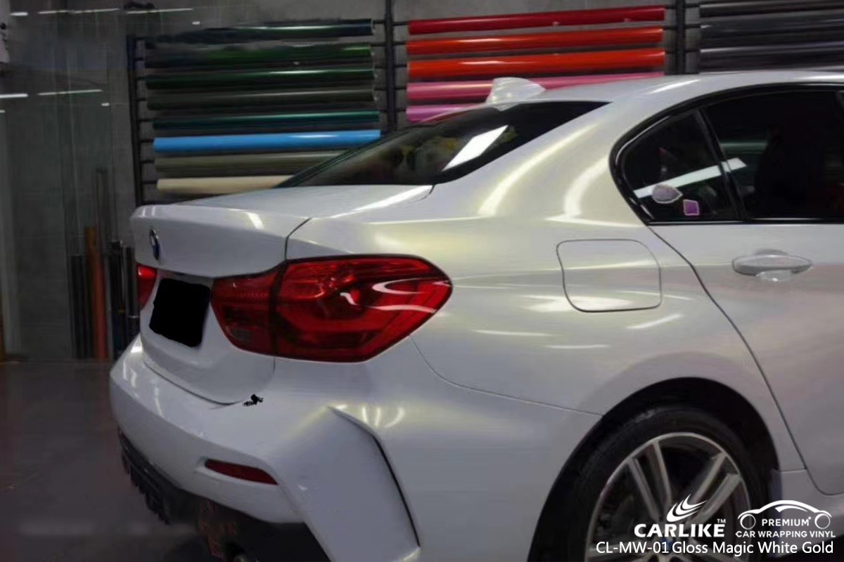 CL-MW-01 gloss magic white to gold car wrap vinyl matte for BMW Kuala Lumpur Malaysia