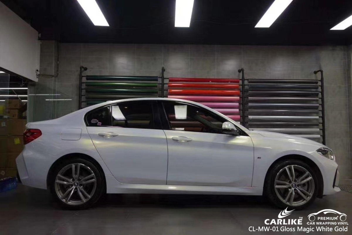 CL-MW-01 gloss magic white to gold car wrap vinyl matte for BMW Kuala Lumpur Malaysia