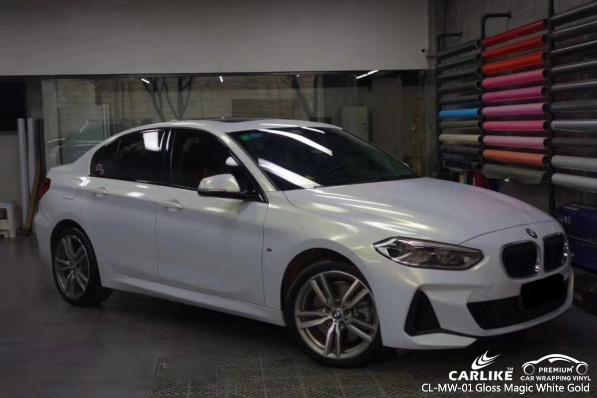 CL-MW-01 gloss magic white to gold car wrap vinyl matte for BMW Kuala Lumpur Malaysia