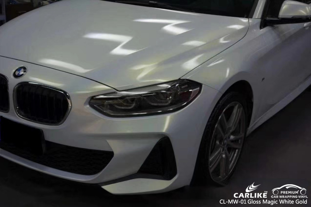 CL-MW-01 gloss magic white to gold car wrap vinyl matte for BMW Kuala Lumpur Malaysia