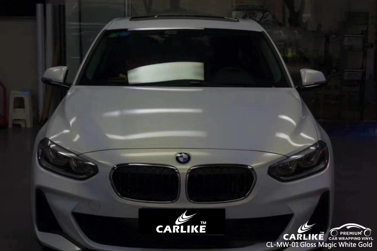 CL-MW-01 gloss magic white to gold car wrap vinyl matte for BMW Kuala Lumpur Malaysia
