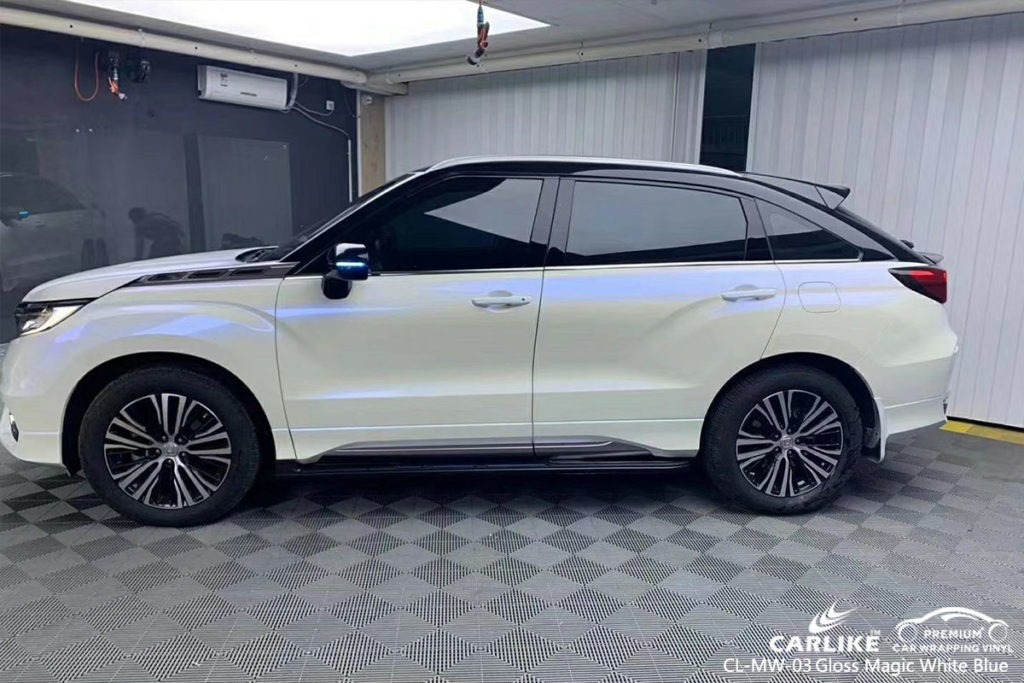 CL-MW-03 Gloss Magic White Blue Vehicle Vinyl Wrap Film For Honda Car Film Manufacturer