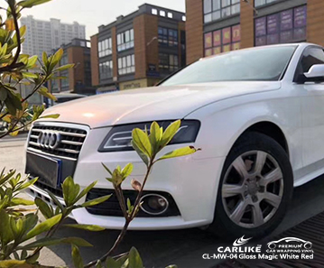 CL-MW-04 parlak sihirli beyaz kırmızı karbon fiber vinil şal için bisikletler için AUDI Limpopo Güney Afrika