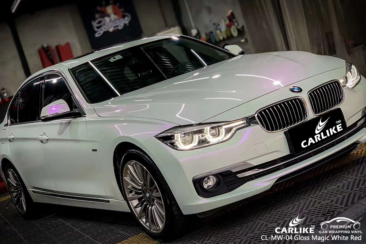 CL-MW-04 gloss magic white to red car wrapping for BMW Saxony Germany