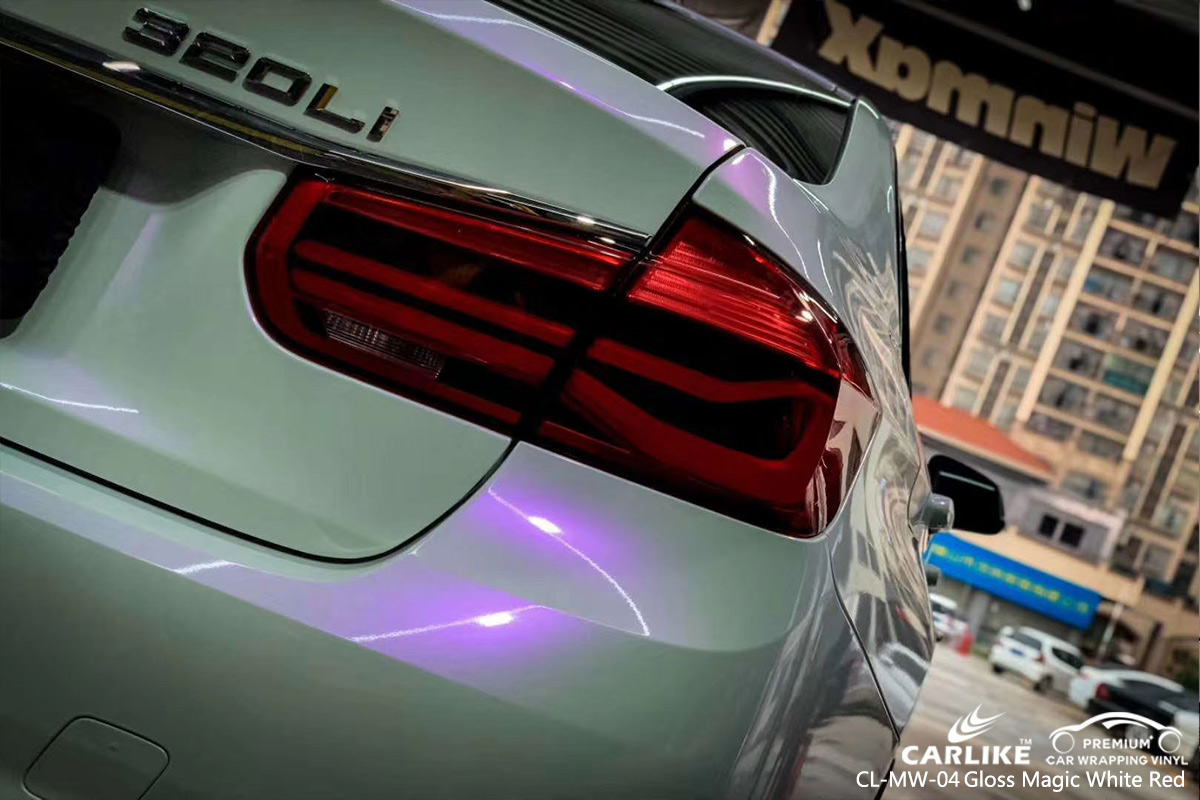 CL-MW-04 gloss magic white to red car wrapping for BMW Saxony Germany