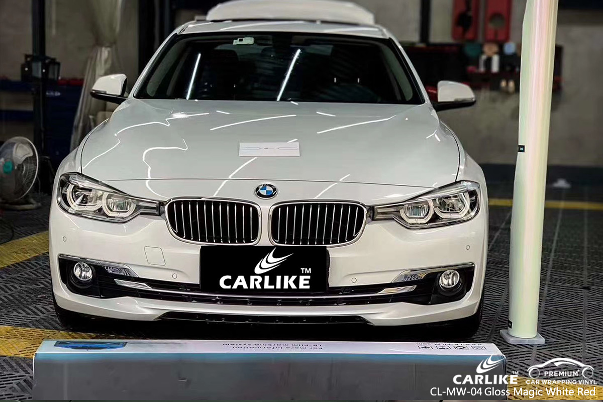 CL-MW-04 gloss magic white to red car wrapping for BMW Saxony Germany