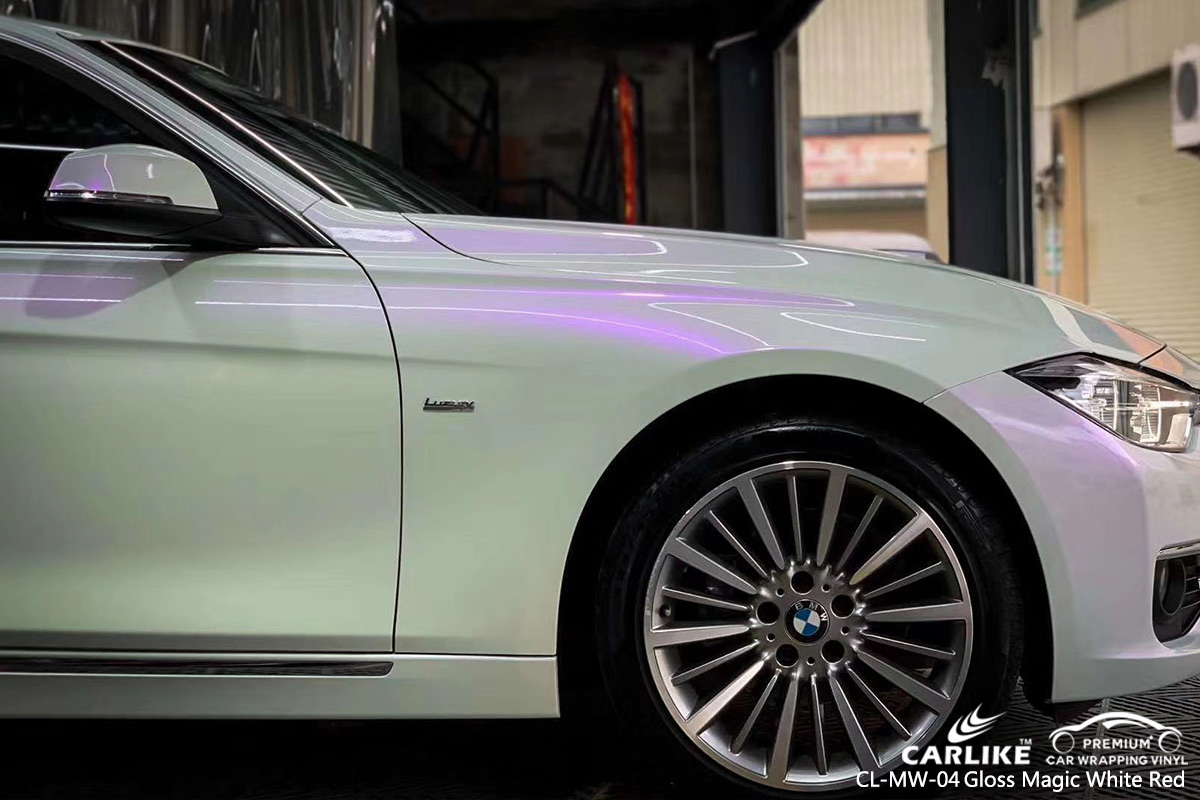 CL-MW-04 gloss magic white to red car wrapping for BMW Saxony Germany
