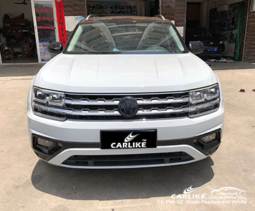 VOLKSWAGEN Khanty Mansi Rusya için CL-PW-02 parlak sedefli beyaz araba sarma folyosu