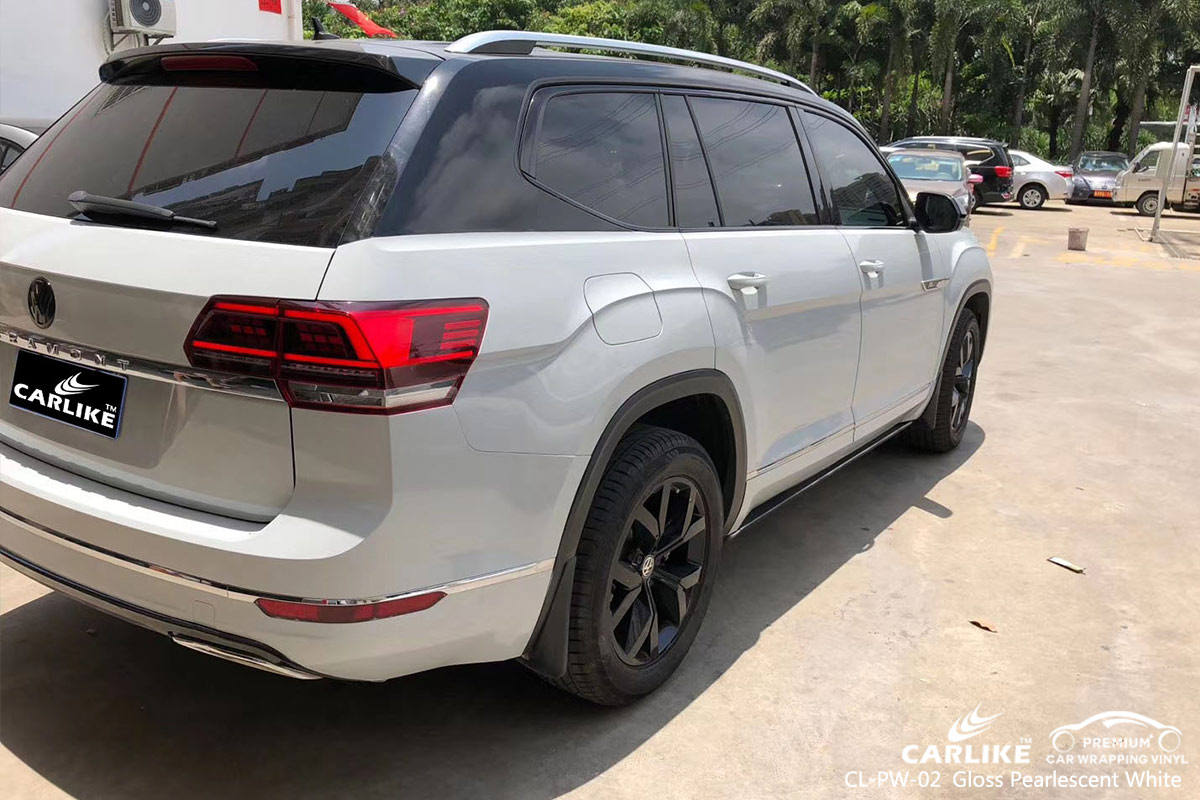 CL-PW-02 gloss pearlescent white car wrapping foil for VOLKSWAGEN Khanty Mansi Russia