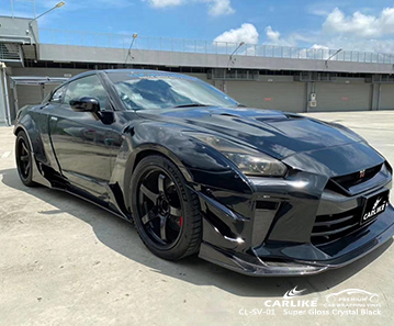 GTR Rhode Island Amerika Birleşik Devletleri için CL-SV-01 süper parlak kristal siyah araba sarma folyosu