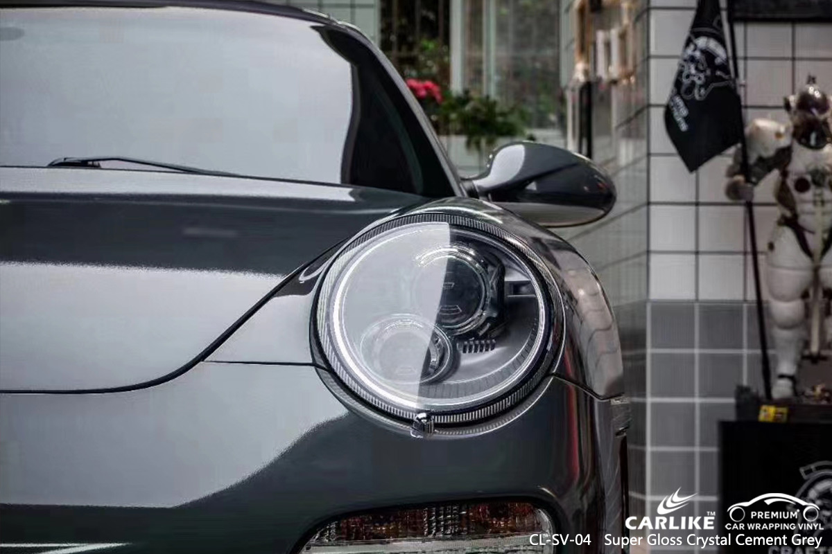 CL-SV-04 super gloss crystal cement grey car wrap vinyl matte for PORSCHE Pays de la Loire France