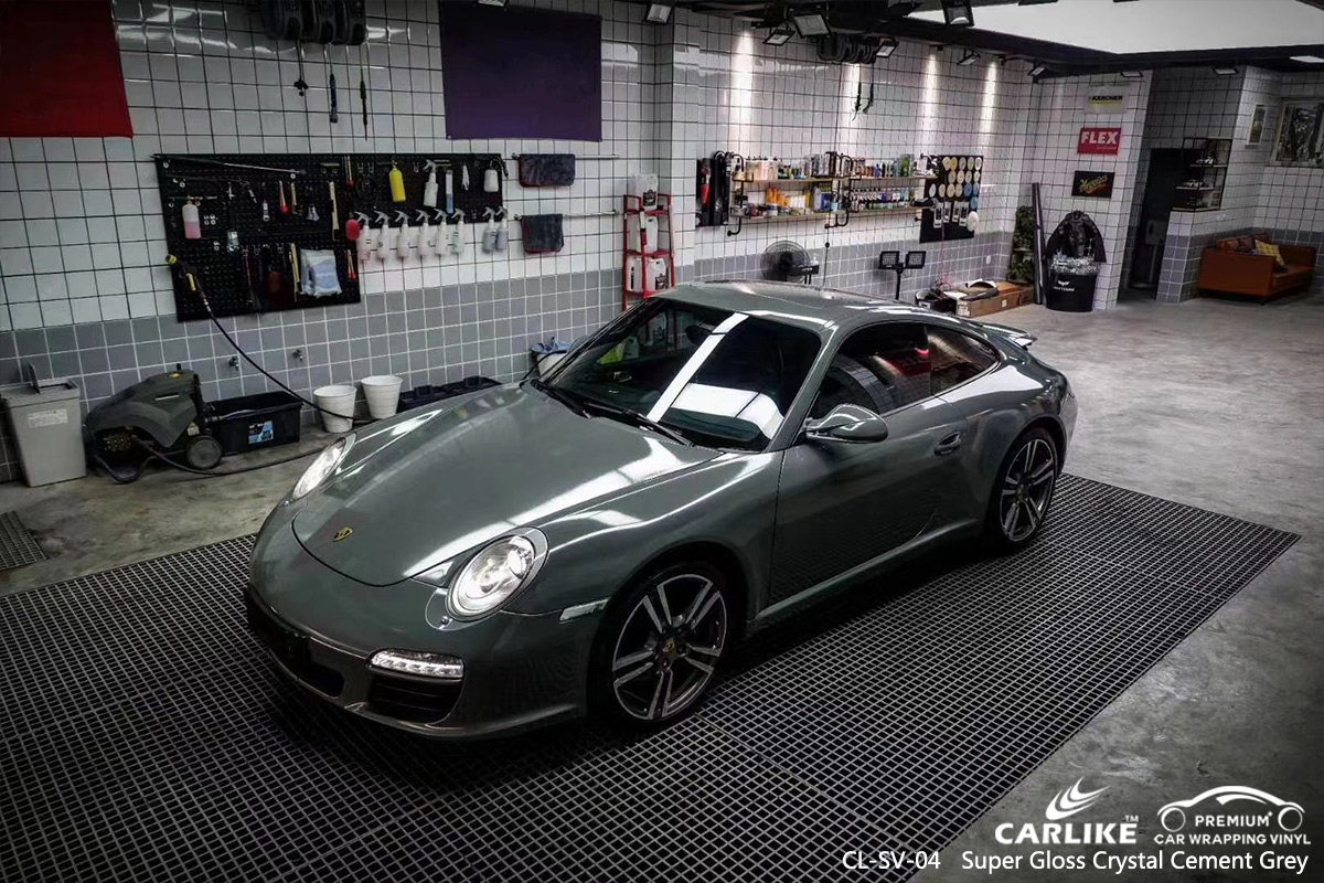 CL-SV-04 super gloss crystal cement grey car wrap vinyl matte for PORSCHE Pays de la Loire France