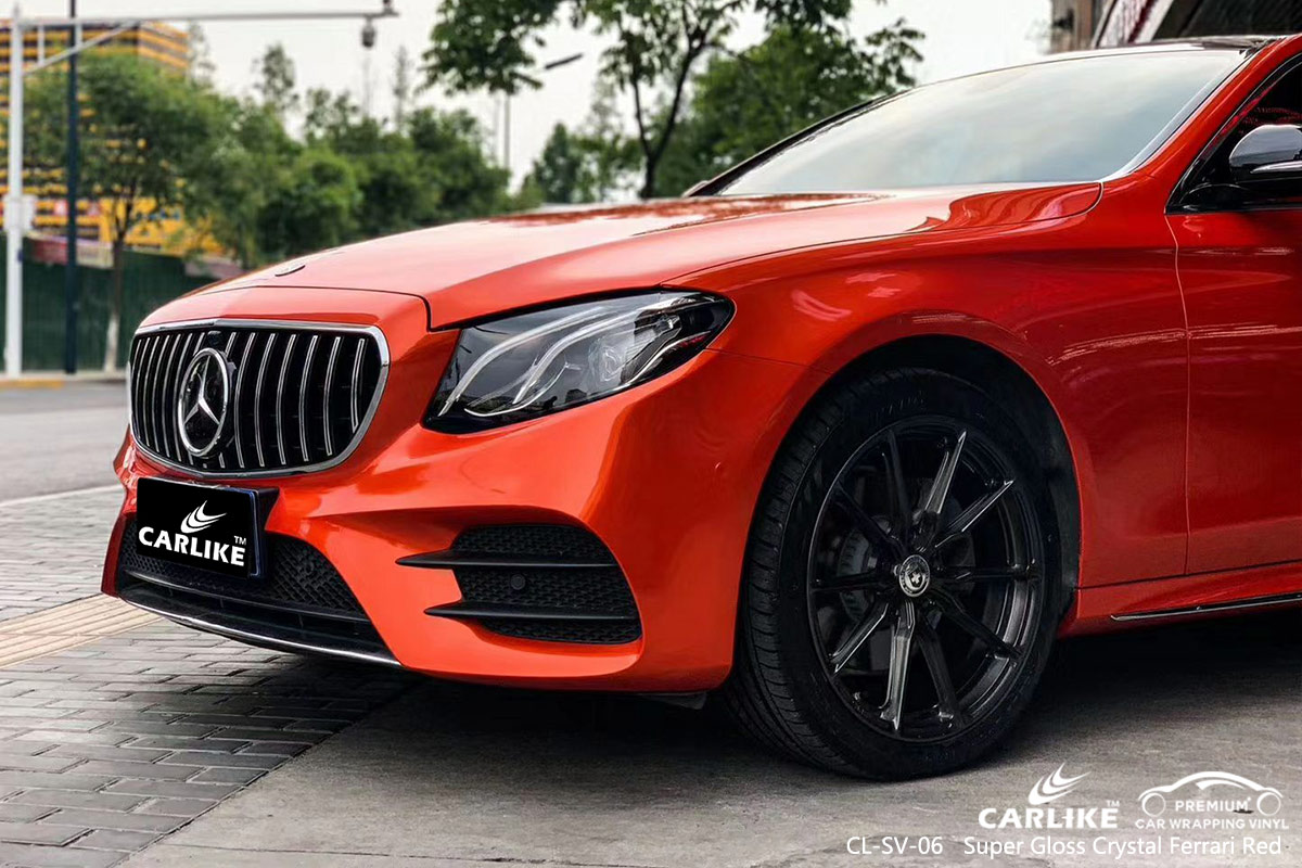 CL-SV-06 super gloss crystal ferrari red vehicle high gloss vinyl wrap for MERCEDES-BENZ Rivers Nigeria