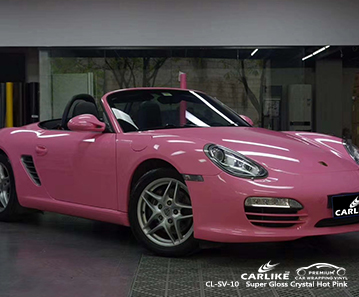 CL-SV-10 Fournisseurs de matériaux de vinyle rose vif cristal super brillant pour Porsche Sarawak Malaisie
