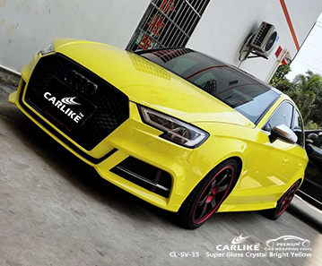 AUDI Provence-Alpes-Cote d'Azur Fransa için CL-SV-15 süper parlak kristal parlak sarı araba folyosu