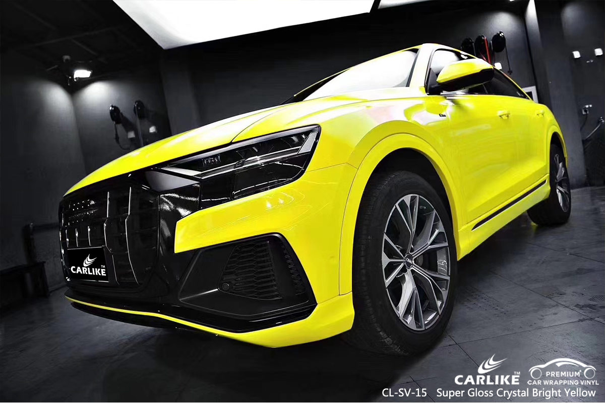 CL-SV-15 super gloss crystal bright yellow wrap vinyl for AUDI Drenthe Netherlands