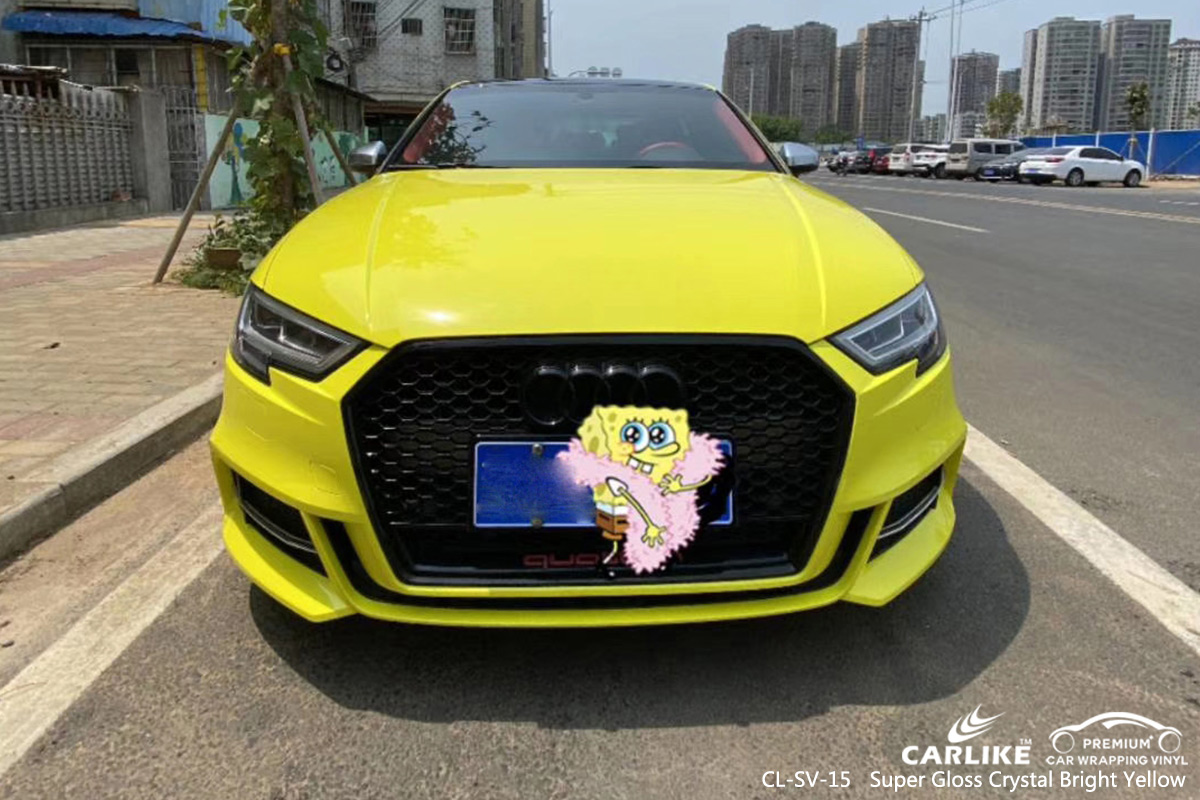 CL-SV-15 super gloss crystal bright yellow car foil for AUDI Provence-Alpes-Cote d'Azur France