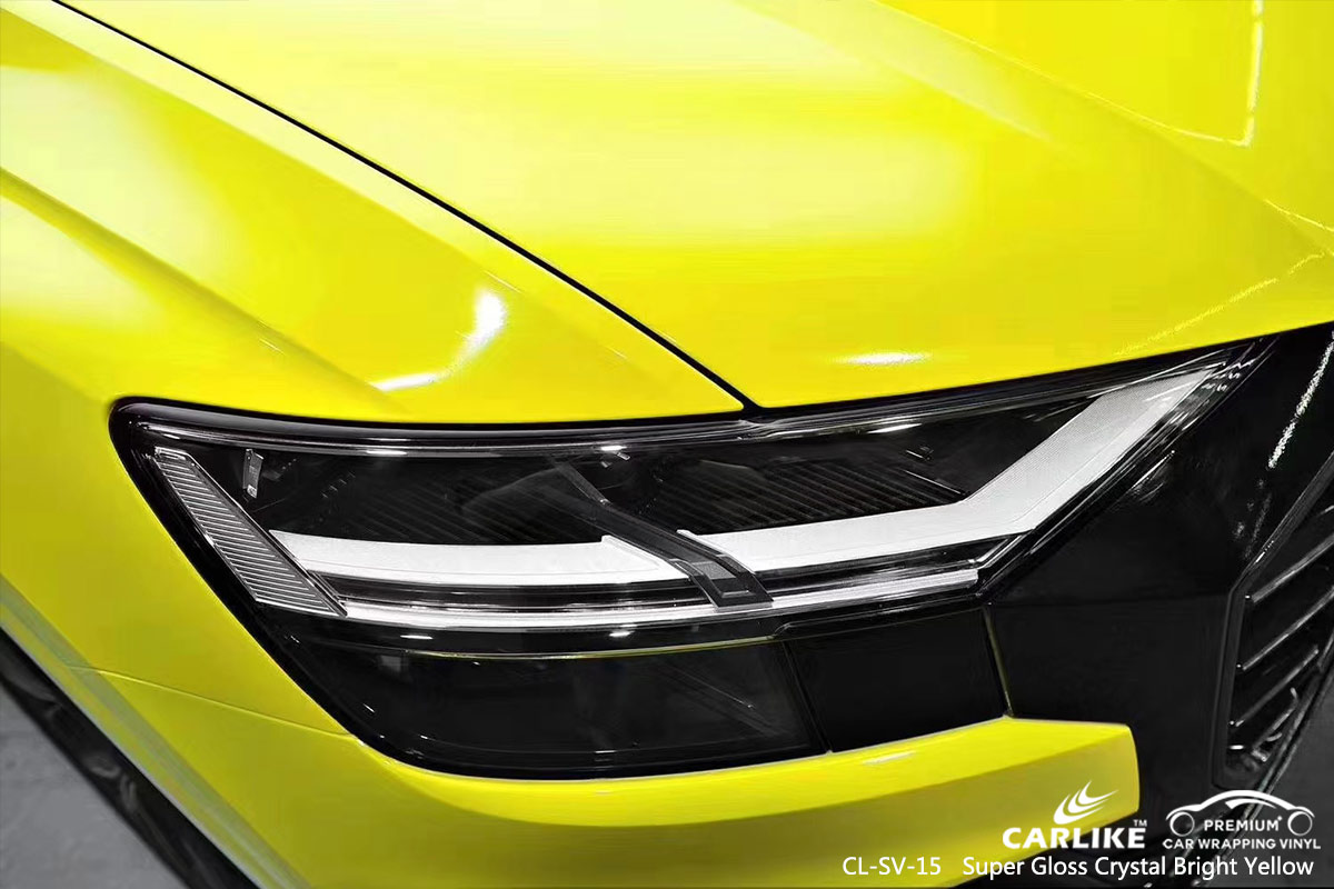 CL-SV-15 super gloss crystal bright yellow wrap vinyl for AUDI Drenthe Netherlands