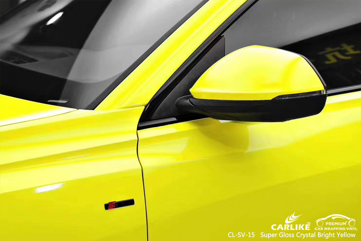 CL-SV-15 super gloss crystal bright yellow wrap vinyl for AUDI Drenthe Netherlands