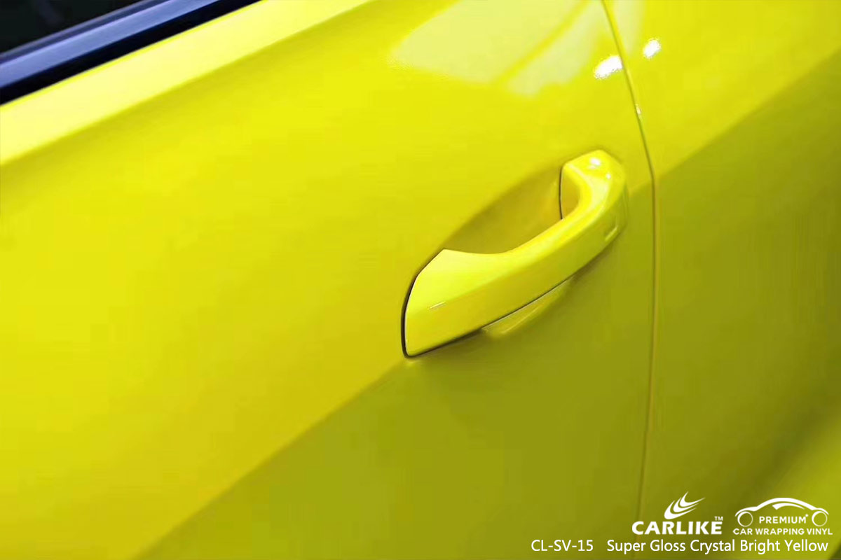 CL-SV-15 super gloss crystal bright yellow wrap vinyl for AUDI Drenthe Netherlands