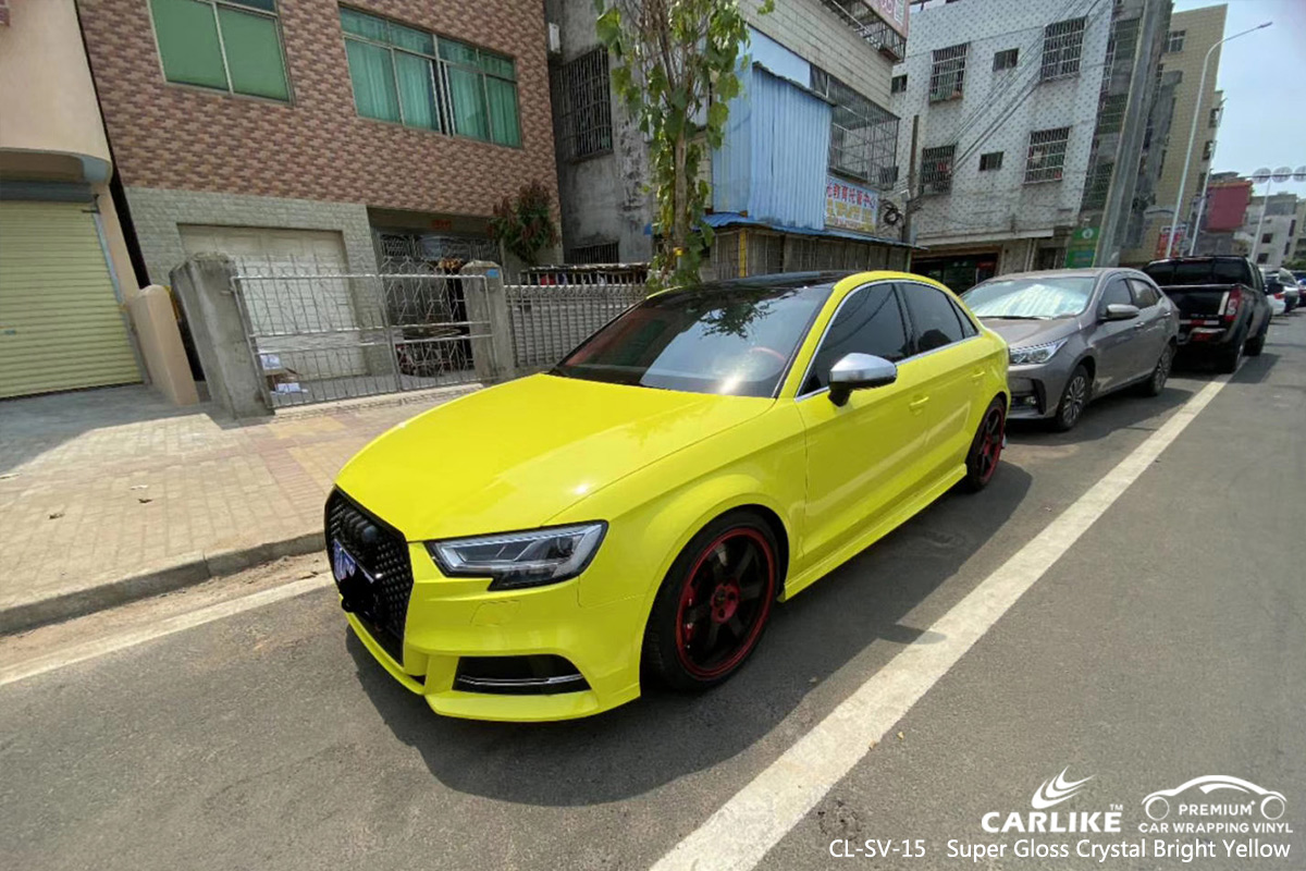 CL-SV-15 super gloss crystal bright yellow car foil for AUDI Provence-Alpes-Cote d'Azur France
