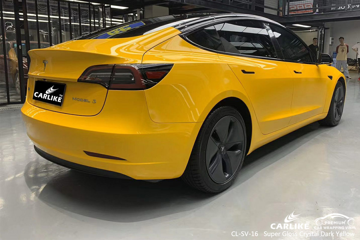 CL-SV-16 super gloss crystal dark yellow body wrap car supplier for TESLA Federal Capital Territory Nigeria