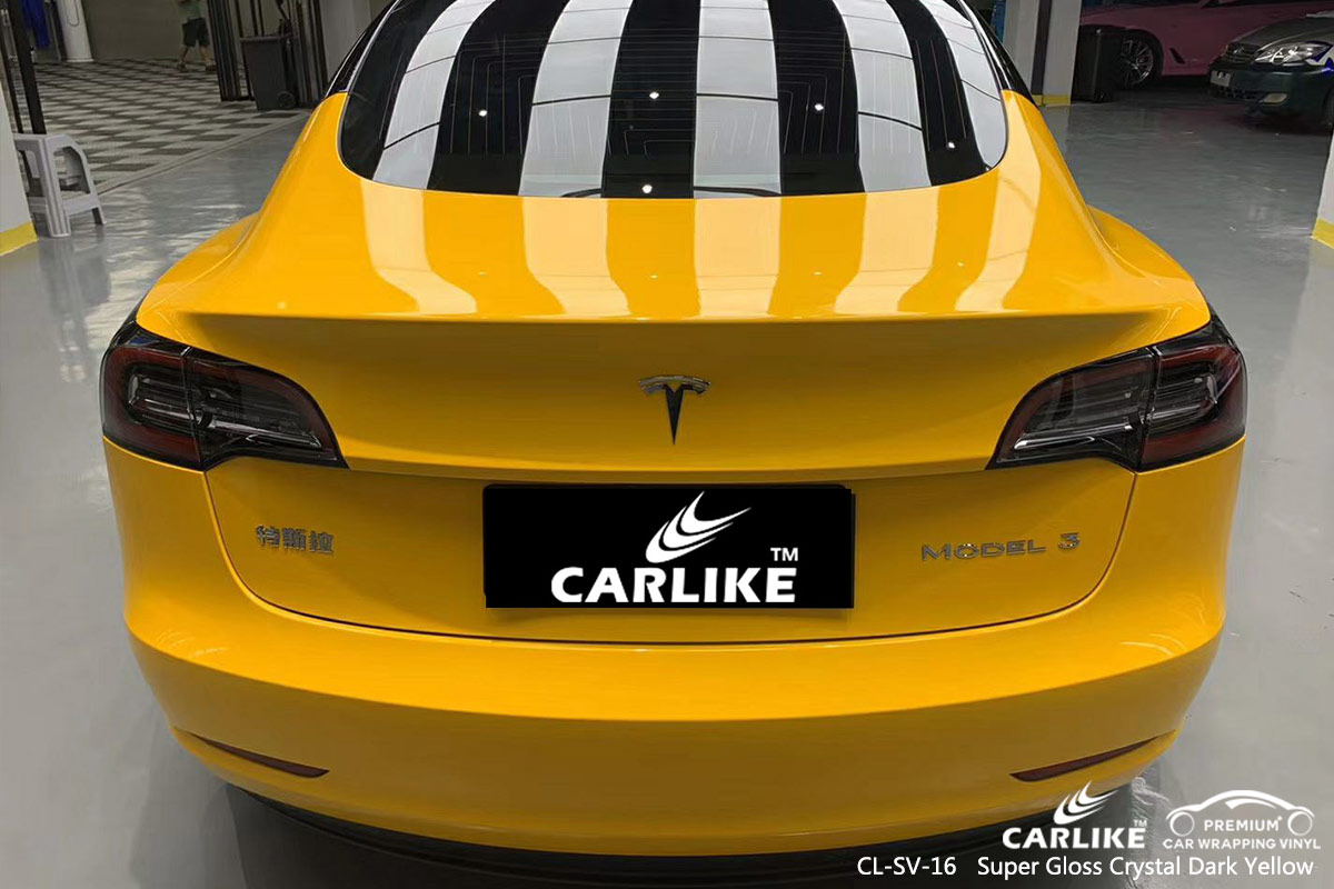 CL-SV-16 super gloss crystal dark yellow body wrap car supplier for TESLA Federal Capital Territory Nigeria