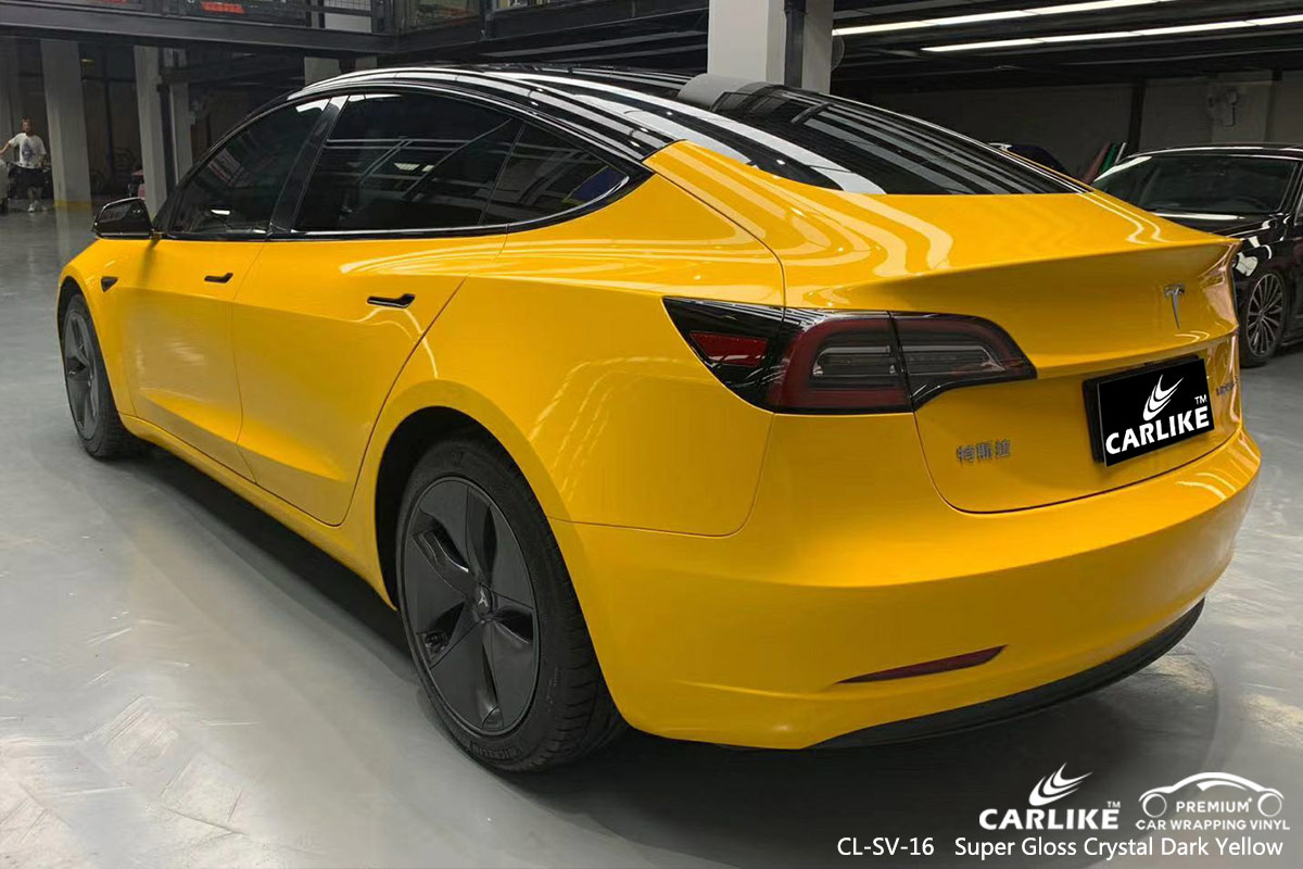 CL-SV-16 super gloss crystal dark yellow body wrap car supplier for TESLA Federal Capital Territory Nigeria