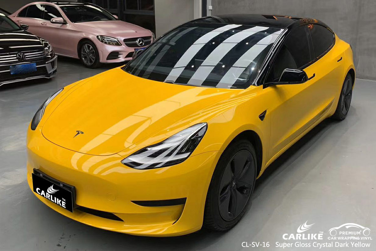 CL-SV-16 super gloss crystal dark yellow body wrap car supplier for TESLA Federal Capital Territory Nigeria