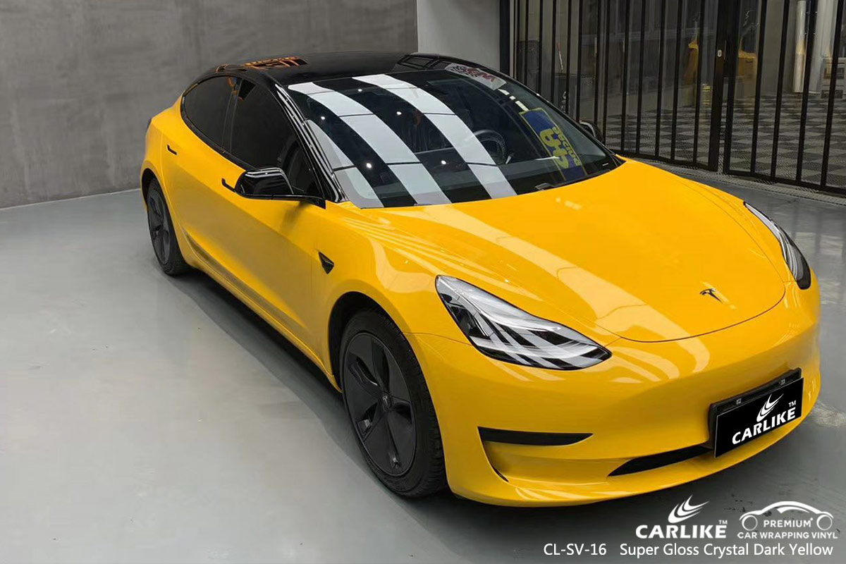 CL-SV-16 super gloss crystal dark yellow body wrap car supplier for TESLA Federal Capital Territory Nigeria