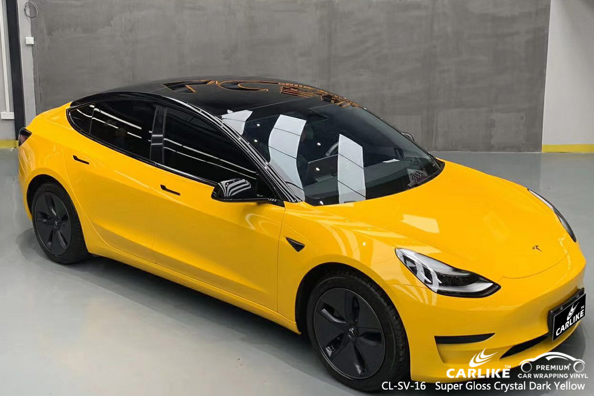 CL-SV-16 super gloss crystal dark yellow body wrap car supplier for TESLA Federal Capital Territory Nigeria