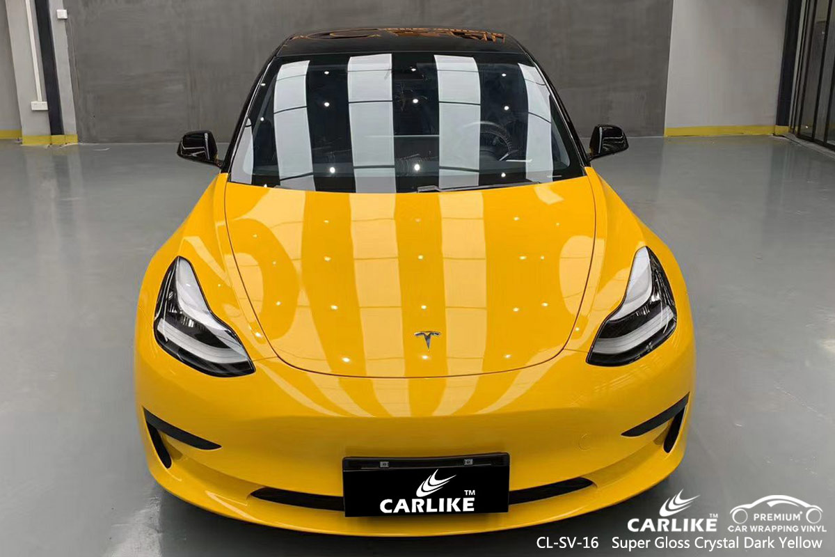 CL-SV-16 super gloss crystal dark yellow body wrap car supplier for TESLA Federal Capital Territory Nigeria