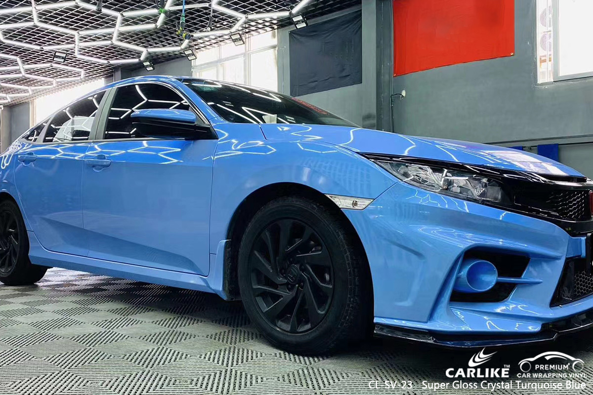 CL-SV-23 super gloss crystal turquoise blue wrap car black matt for HONDA Malacca Malaysia