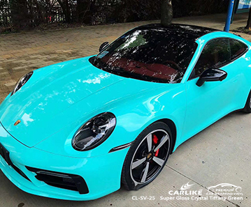 CL-SV-25 super gloss crystal tiffany green vinyl material suppliers for PORSCHE