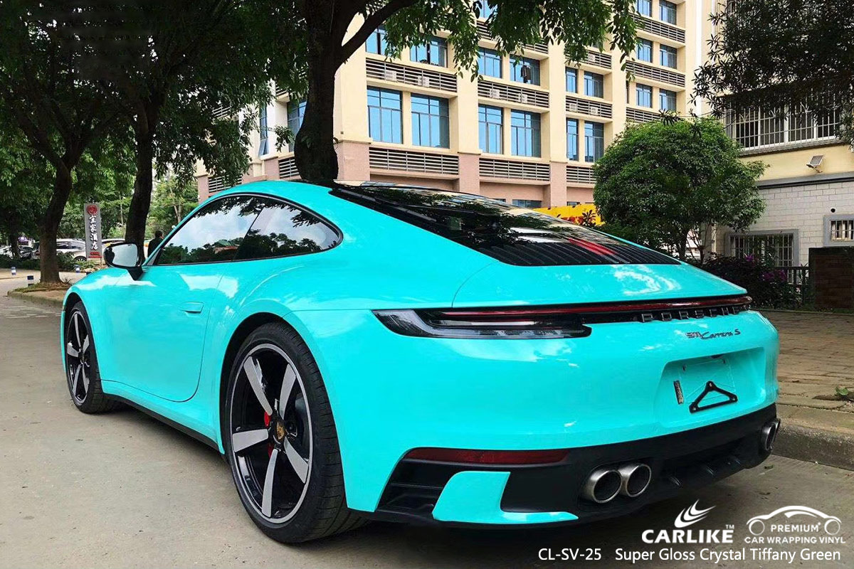 CL-SV-25 super gloss crystal tiffany green vinyl material suppliers for PORSCHE Mari Russia