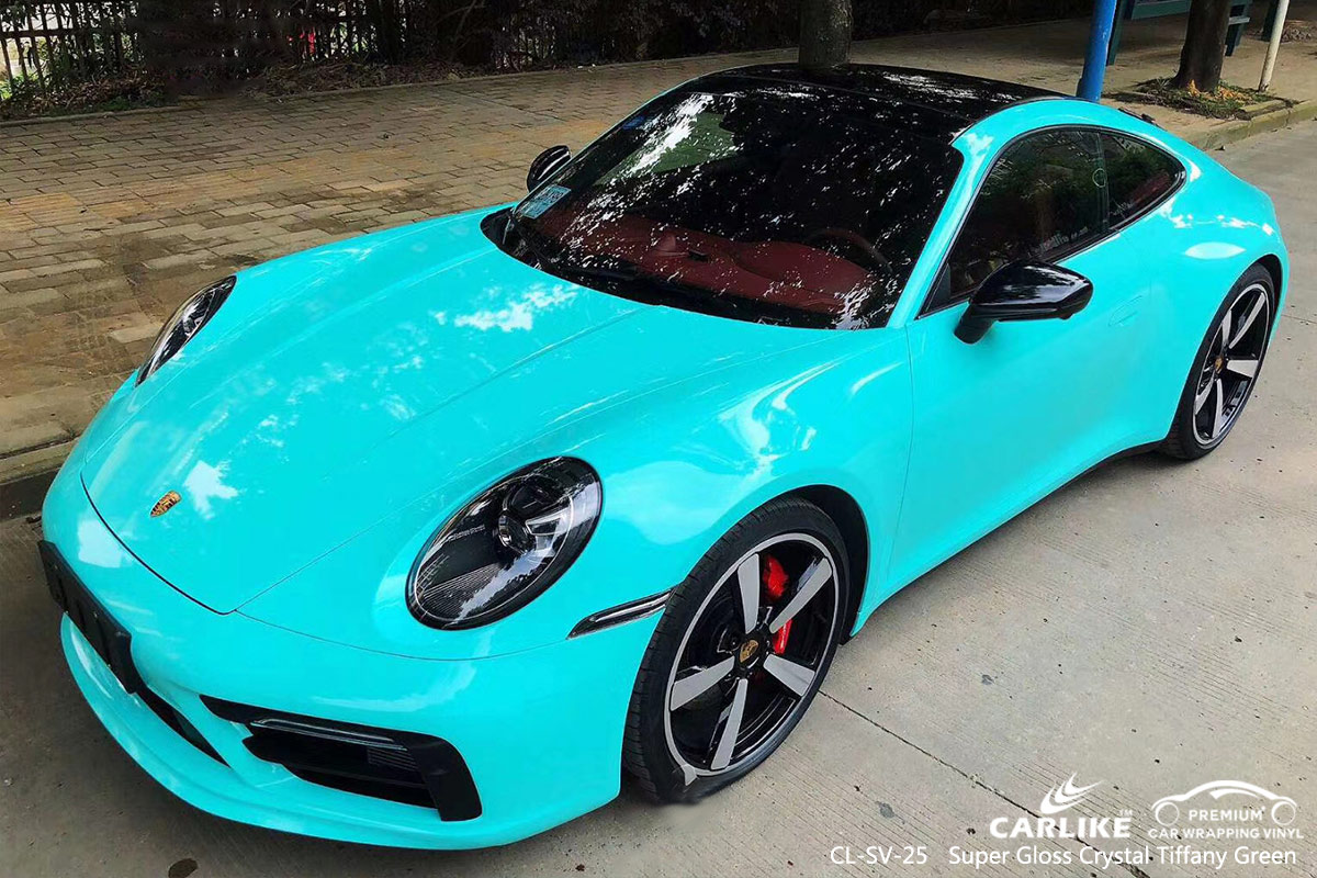 CL-SV-25 super gloss crystal tiffany green vinyl material suppliers for PORSCHE Mari Russia