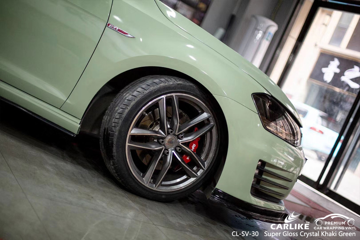 CL-SV-30 super brillante cristal caqui verde envoltura coche negro mate