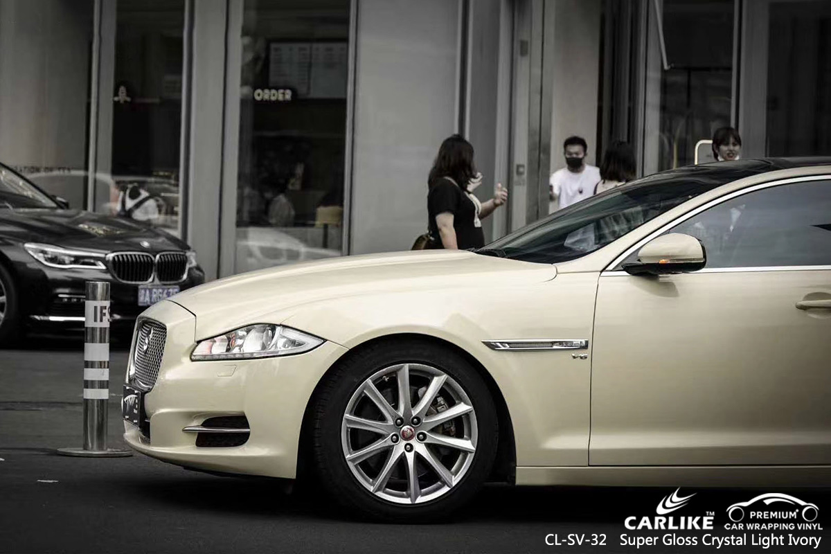 CL-SV-32 super gloss crystal light ivory high gloss vinyl wrap for JAGUAR Bourgogne-Franche-Comte France