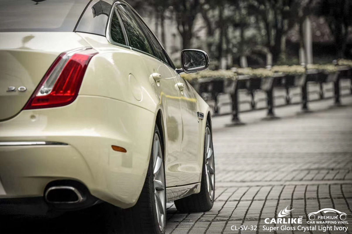 CL-SV-32 super gloss crystal light ivory high gloss vinyl wrap for JAGUAR Bourgogne-Franche-Comte France