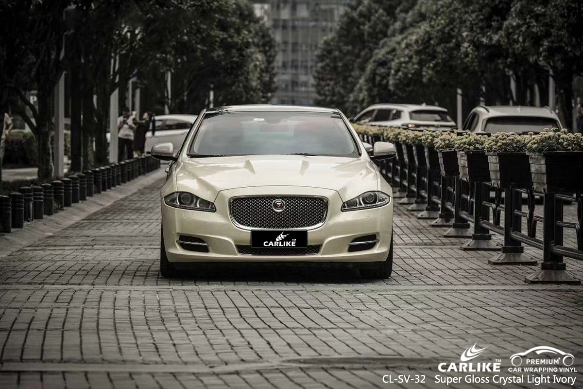 CL-SV-32 super gloss crystal light ivory high gloss vinyl wrap for JAGUAR Bourgogne-Franche-Comte France