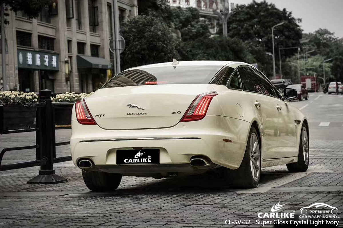 CL-SV-32 super gloss crystal light ivory high gloss vinyl wrap for JAGUAR Bourgogne-Franche-Comte France